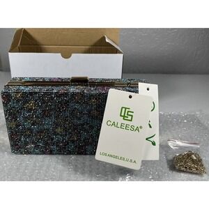 NWT Caleesa Purse Blue With Rainbow Color Spotted Spots Rhinestone Bling Purse